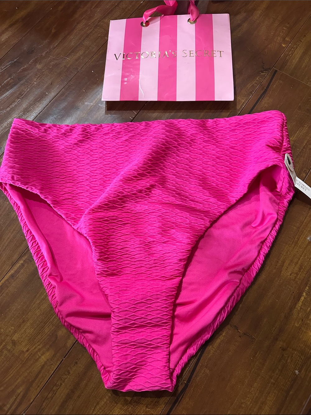 NWT Victoria’s Secret Forever Pink Textured High Waist Bikini Bottom XL